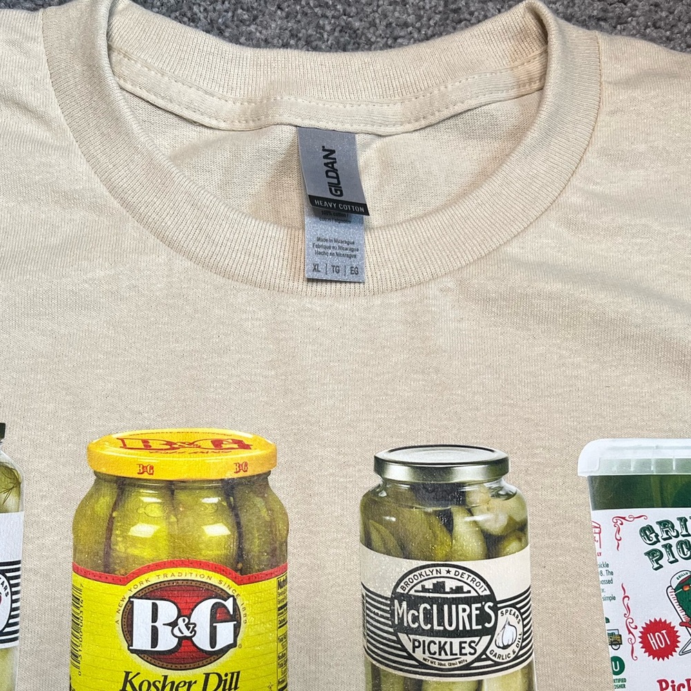 NEW PICKLE SHIRT sz.XL unisex shirt pickles Gildan T-Shirt Tan Shirt - Picture 3 of 4